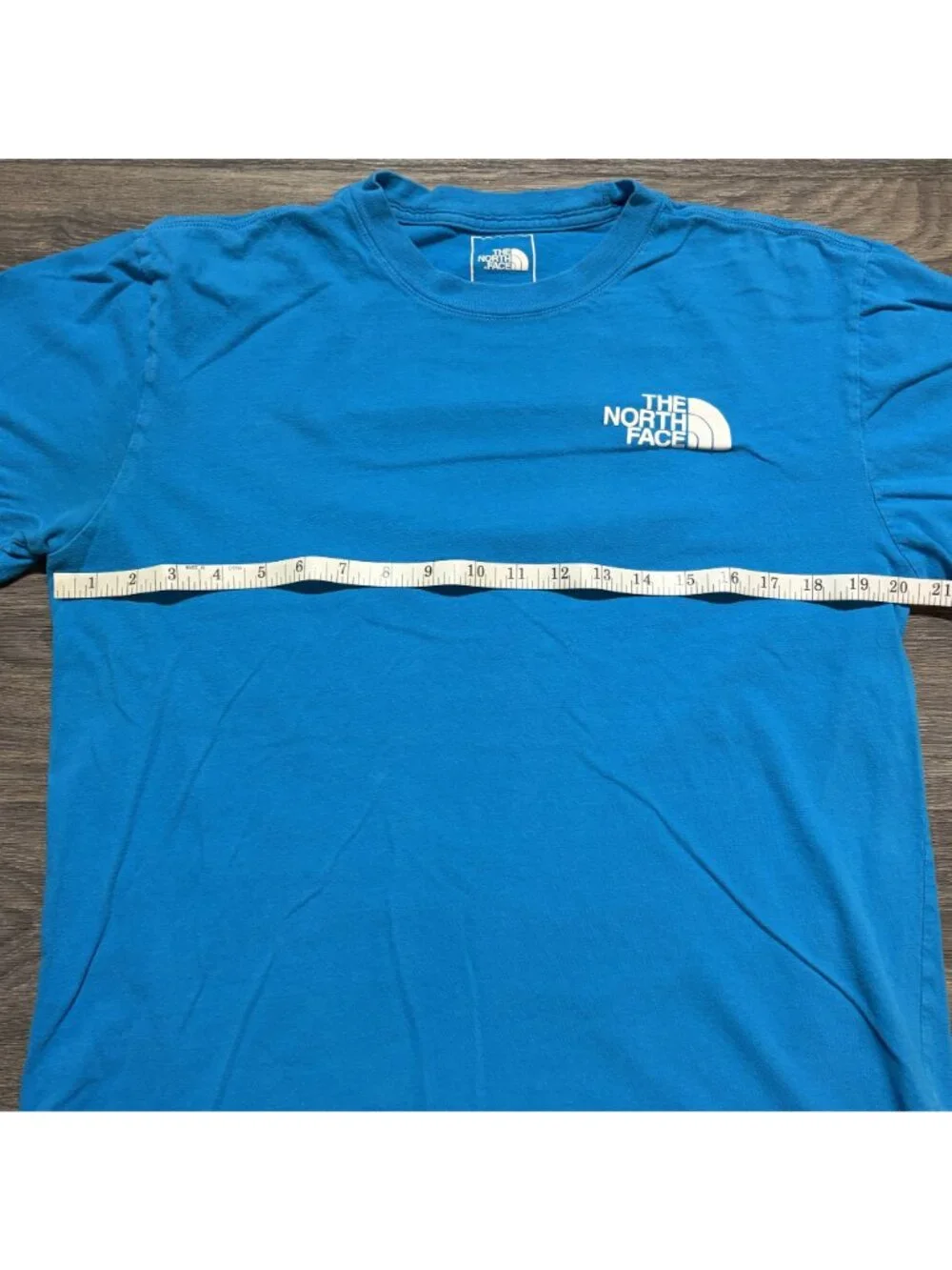North Face Blue Logo Tee Medium Cotton Graphic Back Print Outdoor Casual Shirt